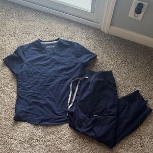 Fabletics navy blue scrub set with jogger bottoms - small top and M/S bottoms